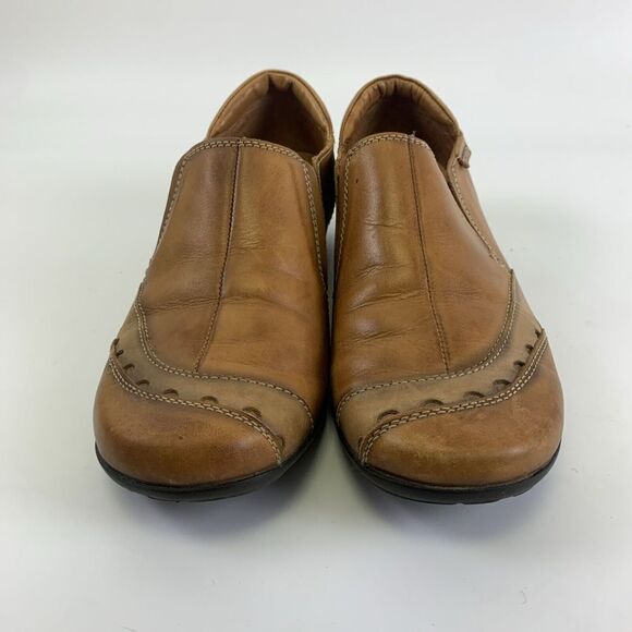 Pikolinos Leather Slip On Shoe Brown Tan Flat Round Toe Gore Womens 37 US 6.5 - Picture 3 of 13